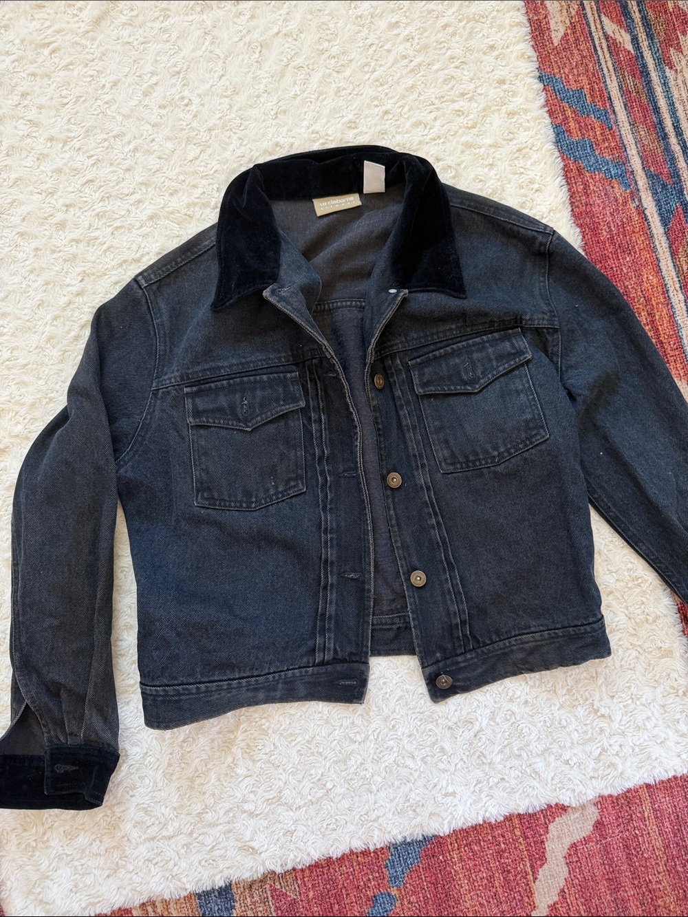 Women's Denim Jacket with Corduroy Collar - size medium